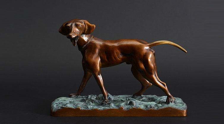 铜雕猎犬